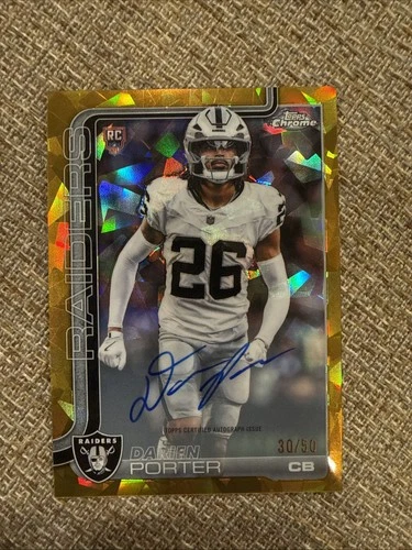 2025 Topps Chrome Sapphire Darien Porter RC On Card Auto Gold /50 Raiders