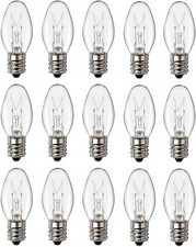 24 Pack C7 Night Light Bulbs 15W Dimmable E12 Candelabra Base Clear