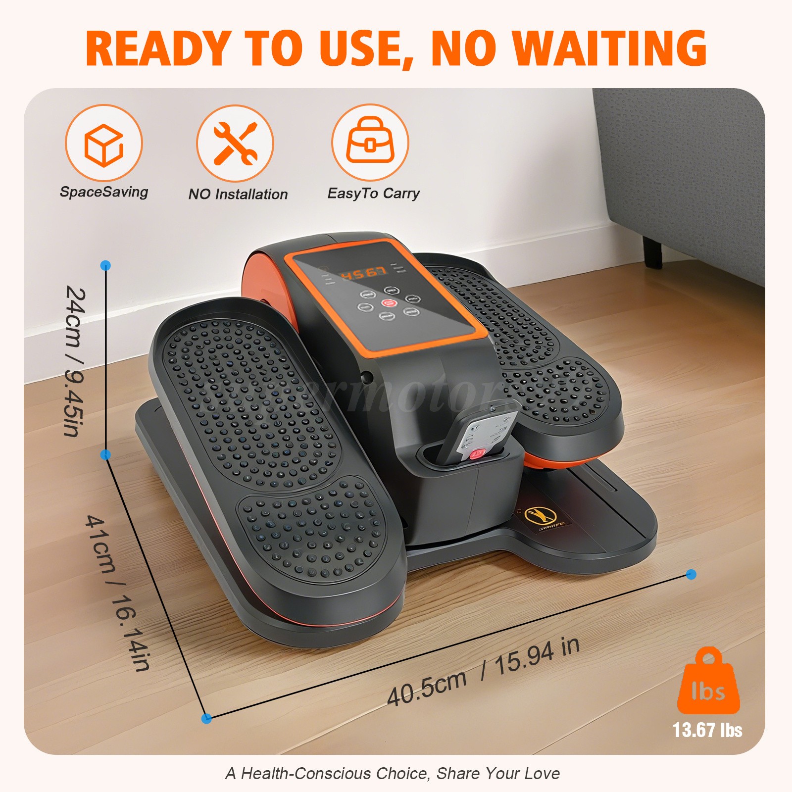 15 Speed Ellipse Leg Exerciser for Seniors Under Desk Elliptical Machine Remote