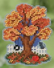 DIY Mill Hill Fall Tree Autumn Counted Cross Stitch Magnet Kit
