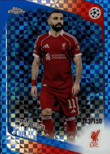 2025-26 Chrome UEFA Club Competitions Mohamed Salah Blue X-Fractor /150