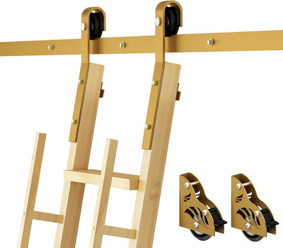 16FT Sliding Barn-Style Library Ladder Hardware Kit (No Ladder), Gold | Brake Bo