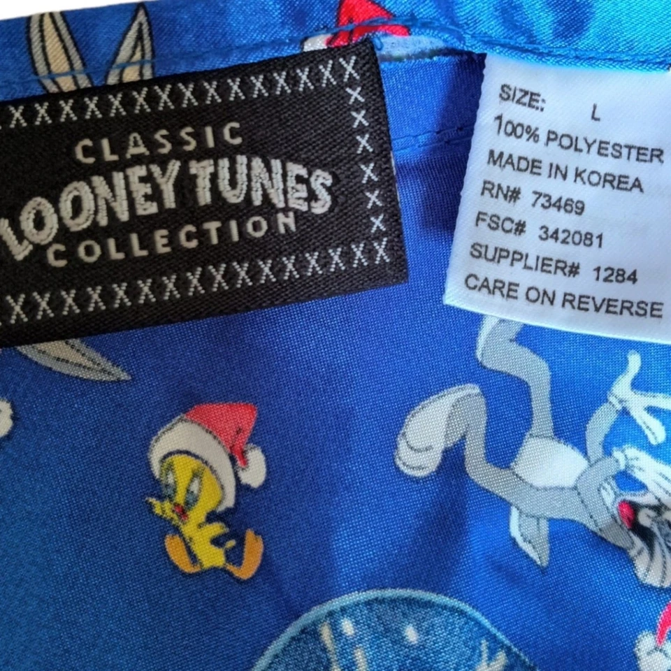 Vintage 90s Looney Tunes blue satin Christmas nightie cami - Image 3 of 3
