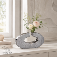 Formano Tischdeko Vase Aus Keramik Grau Silber 13,5 X26Cm- 738059