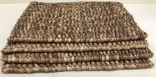 Set of 4 Natural Straw Wicker Woven Square Placemats Braided Jute 20" X 13.5"