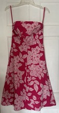 Vintage Express Strapless Pink Floral Midi Dress Y2K Cottagecore Sundress Size 4