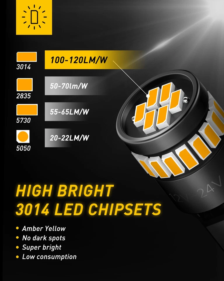 T10 W5W 501 LED ÁMBAR NARANJA INDICADOR SEÑAL GIRO LADO BOMBILLA 1~10Set Foto 2 de 4