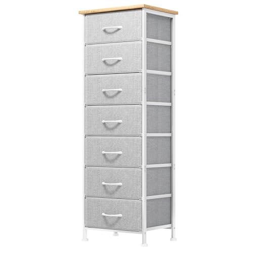 Tall Dresser for Bedroom, Storage Dresser Organizer with 7 Fabric Drawers,