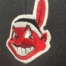 Cleveland Indians Chief Wahoo Throwback Logo BlackBaseball Cap Hat Size 7 1/4 