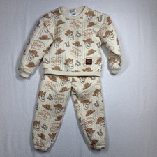 Disney Pixar Toy Story Quilted Set Sweatshirt Pant Size 6 Woody Cream Brown
