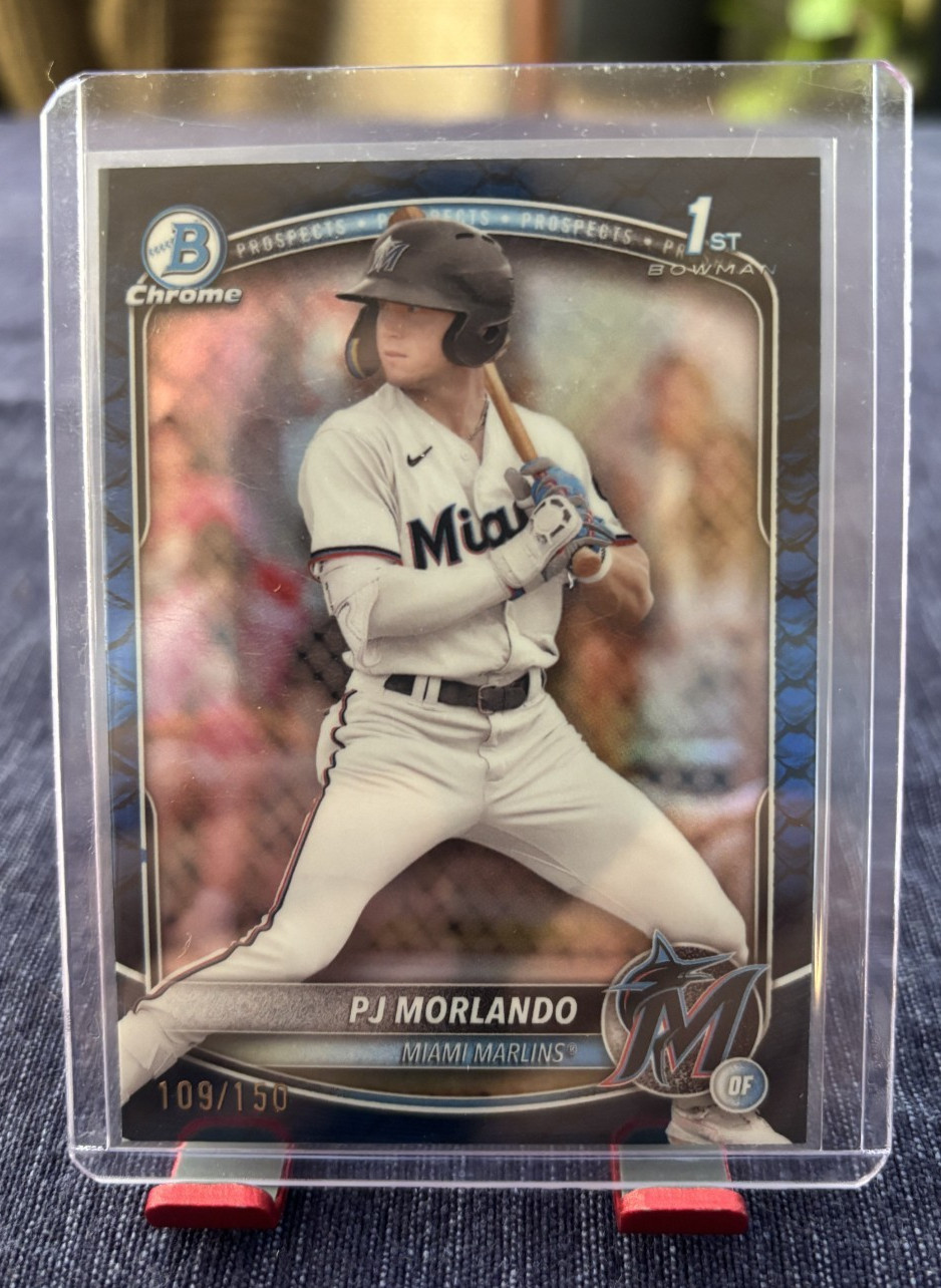 2025 BOWMAN CHROME #109/150 PJ MORLANDO NAVY BLUE REFRACTOR 1ST PRE ROOKIE RC