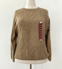 Vince Camuto Womens Size XL Cable Knit Sweater in Latte Heather Stretchy NEW