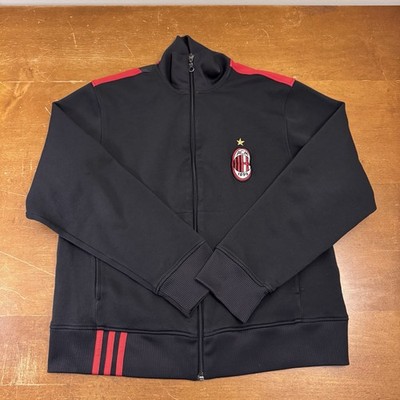 VINTAGE AC Milan Jacket Mens Medium Black Full Zip Retro Warm Up