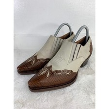 Vintage Nine West Brown Two-Tone Western Booties Women s Size 7.5