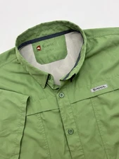 Simms Guide Series Shirt Mens Sz XL Green Fishing Short Sleeve Button Up Vented