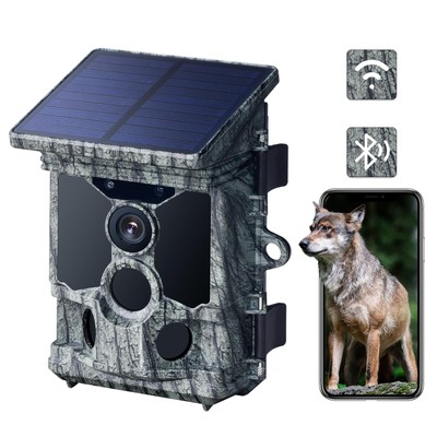 2025 Upgraded Solar Trail Camera - 100MP 4K 30FPS WiFi Trail Camera with 850n...