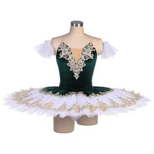 Dance Ballet Tutus Green Velvet Bodice Pre-professional Ballet Dress Gold Trims