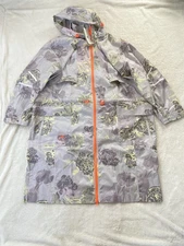 Adidas X Stella McCartney Womens Size XL Rose Print Gray Packable Parka Hooded