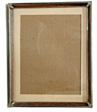 Vintage Brass Gold Tone 8x10 Picture Frame Faux Wood Inlay MCM Velvet Back