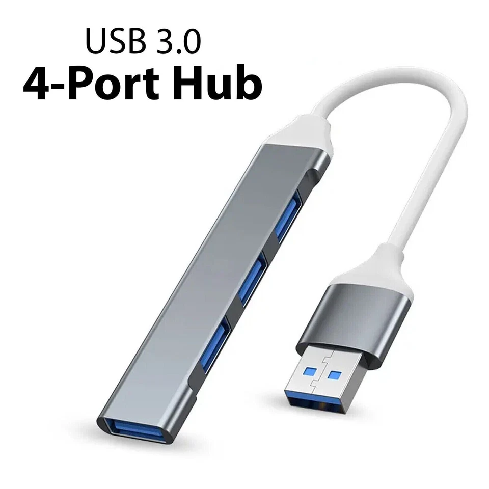 4 Port USB 3.0 Hub Splitter Multi Adapter 5Gbps High Speed For PC Desktop Laptop - Image 2 of 4