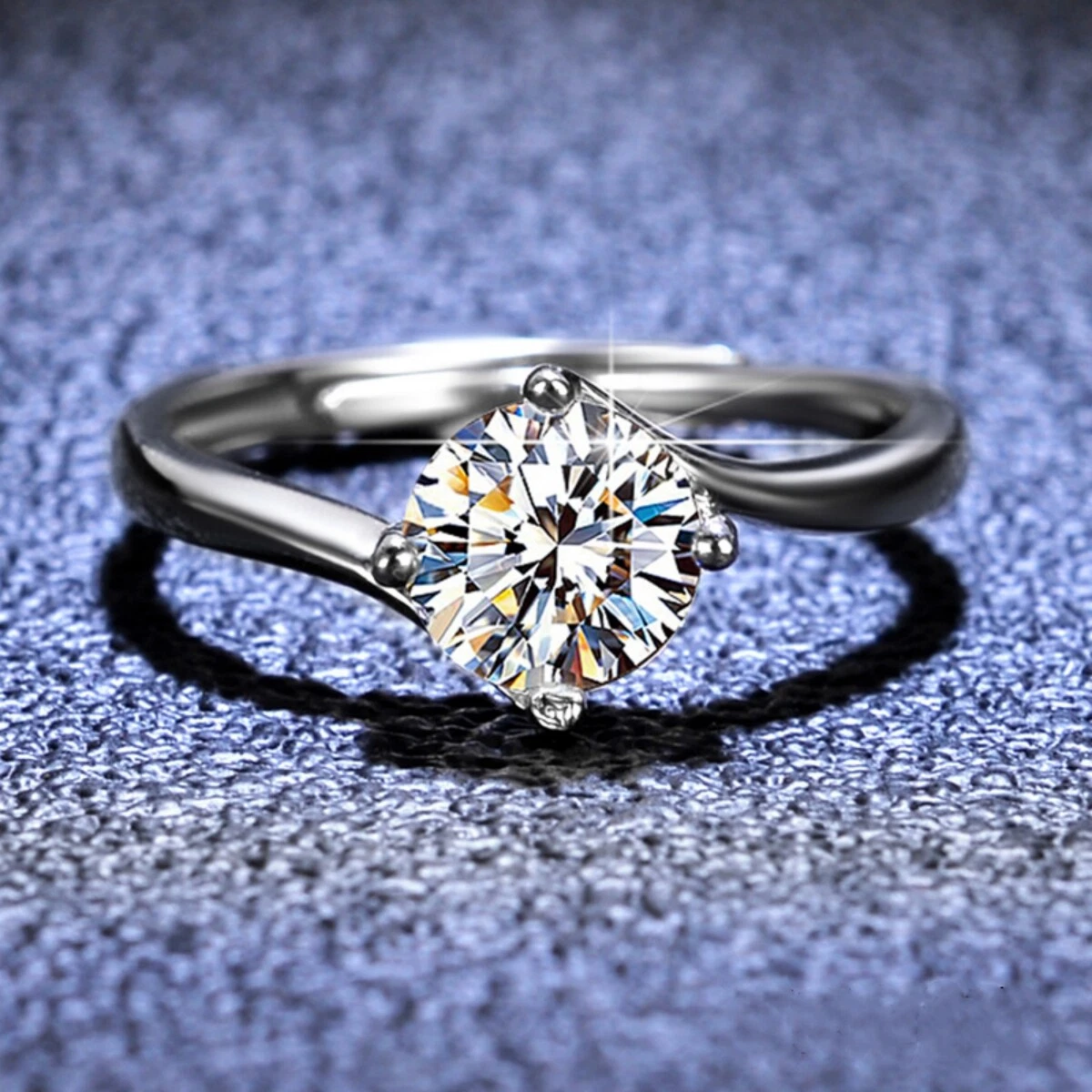 Classic Solid S925 Silver Moissanite Engagement Ring Women Wedding Fine  Jewelry