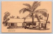 Postcard HI Hana Maui Hawaii Hotel Hana Maui Sketch c1970s AW5