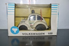 VINTAGE PLASTIC WIND UP VOLKS WAGEN 105 BEETLE POLICE CAR GREEK BASILIADES BOXED