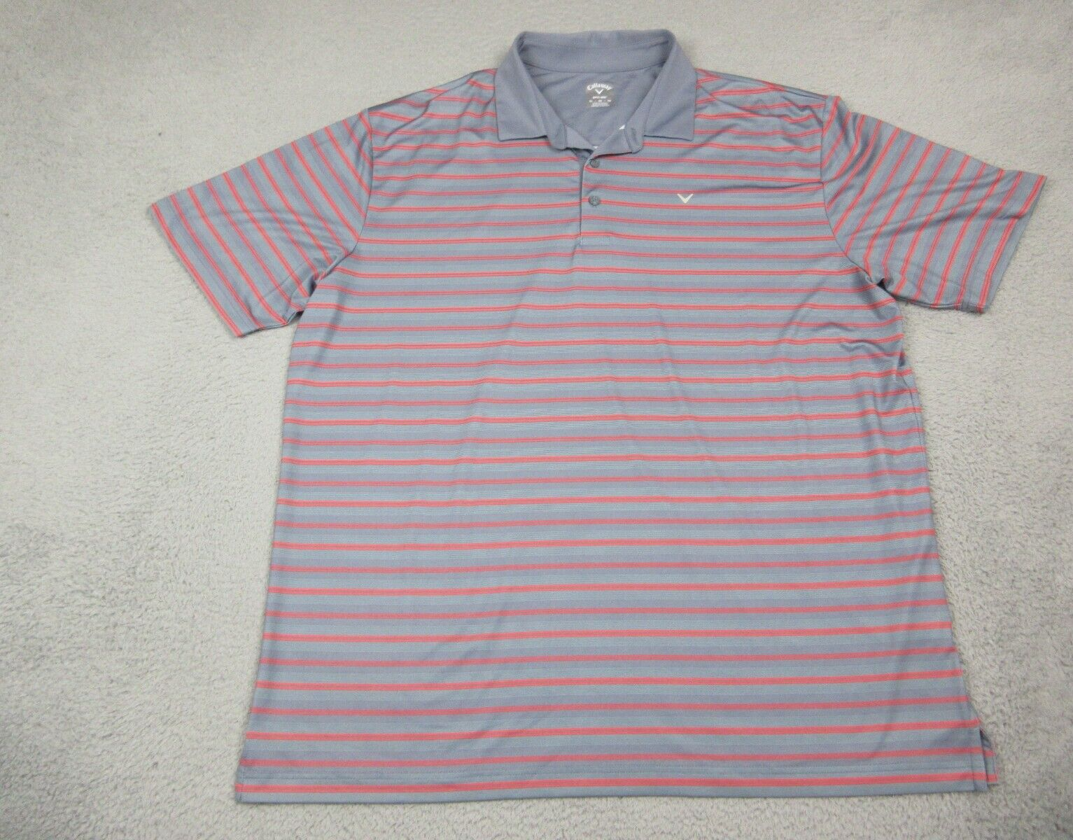 Callaway Mens Extra Large Gray Striped Golf Polo Lightweight Logo-image
