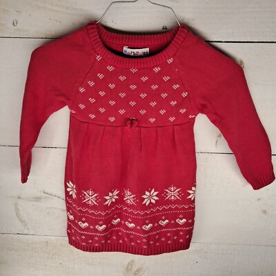 Hopscotch Girl Dress 18-24 Month Red Knit Christmas Heart