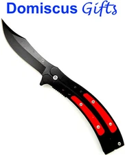 8 1/4" NEW! Black Red Spring Assisted RETRO Modern POCKET KNIFE Folding KNIVES
