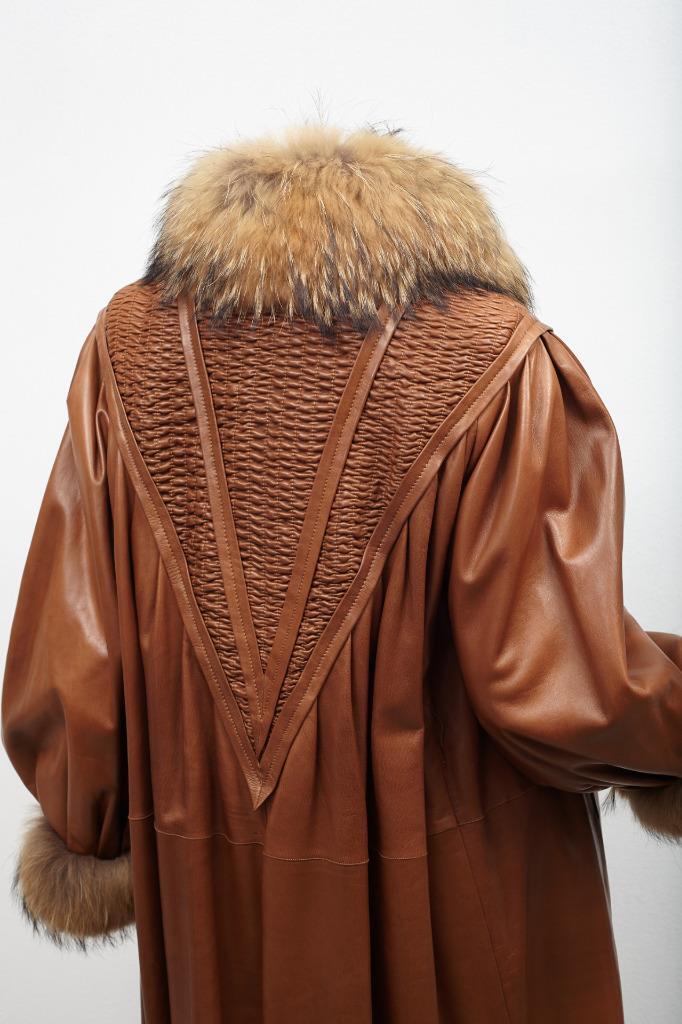 BELTRAMI Womens VINTAGE Brown Tan Leather+FUR Belted BELTRAMI Womens VINTAGE Brown Tan Leather+FUR Belted