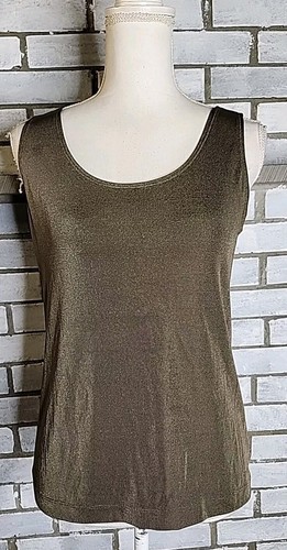 ☆ Additions By Chico's Sleeveless Slinky Tank Top Size 1 Medium Greenish Brown