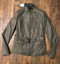 Belstaff Molly Soft Napa Leather Sage Belted Zip Up Jacket Bnwts Uk 8 Rrp £895