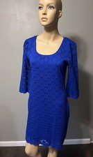 Ronni Nicole Womens Plus Size 3/4 Sleeve Blue Lace Overlay Dress Size M