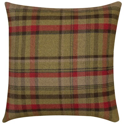 Kissen Tartan Karo XL in Jägergrün und Rot. Doppelseitig. 23 Zoll (58 cm) Vierkant