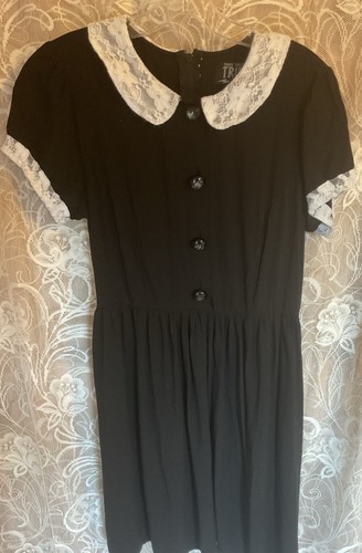 Daang Goodman Tripp NYC Wednesday Dress Black Size M White Lace Collar EUC - Picture 5 of 14