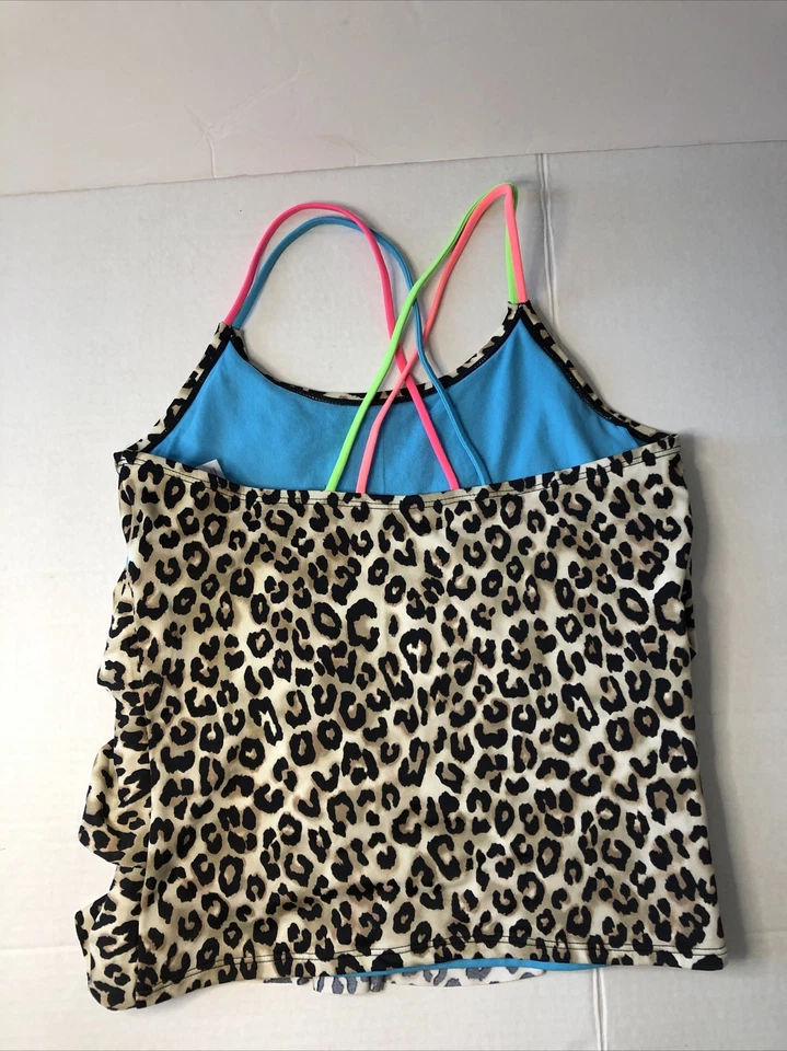 JUSTICE GIRL'S ANIMAL PRINT FLOUNCE TANKINI SWIMSUIT sz 16 - Image 4 of 4