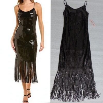 nanette lepore sequin fringe dress Nanette Lepore Women's Green Sequins Fringe Hem Maxi Cocktail Dress Party  Sz 14