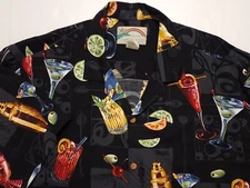 Vintage 1990s Paradise Found Cocktails 100% Rayon Hawaiian USA Large Shirt