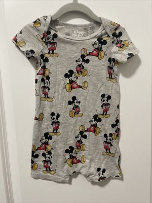 Disney Baby Clothes 18 Months Gray Mickey Mouse Short Sleeve
