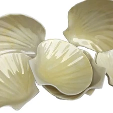 New Yellow Melamine Plastic Clam Shell Sea Shell Serving Bowl  Set 8 Beach Decor