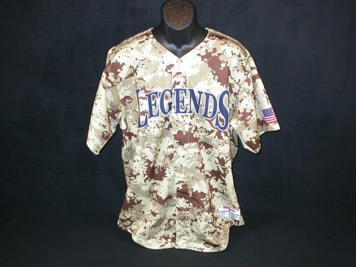 Lexington Legends Baseball Trikot Gr.48 US Army Military braun hellbraun Camo Knöpfe