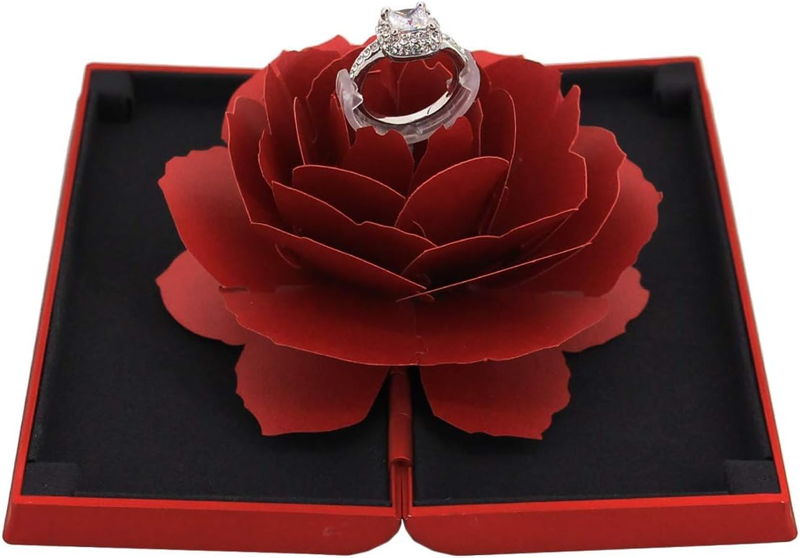 Rose Engagement Ring Box Proposal Ring Case Velvet Jewelry Gift Box Case Ring Ho-image