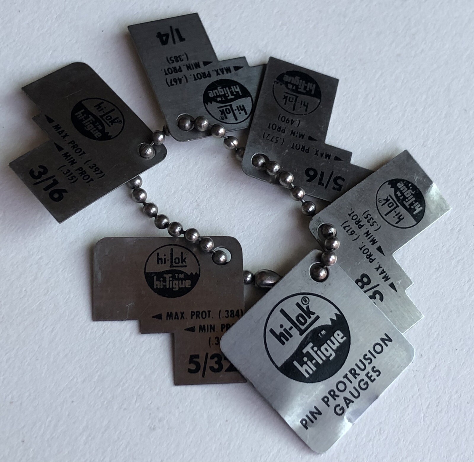 Vintage hishear CORP hiLok hiTigue Pin Protrusion Gauge Set 3/8 to 5