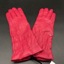 UGG LEATHER CINCHED CUFF GLOVE WOMENS M CONDUCTIVE WOOL CASHMERE LINED CERISE