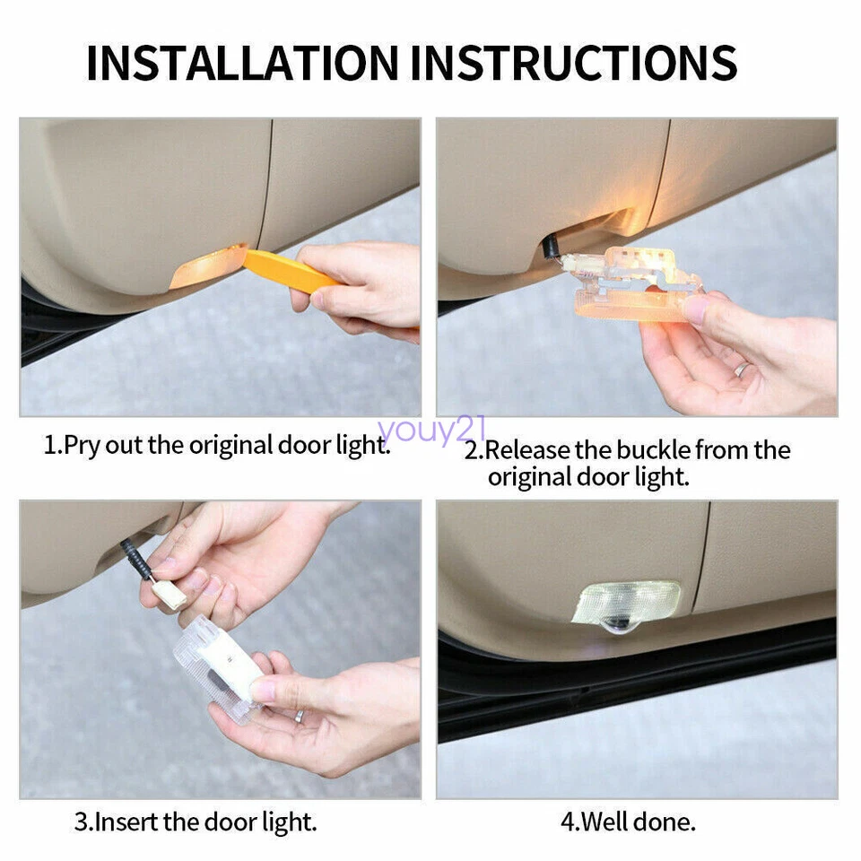 Luces de sombra fantasma cortesía charco de puerta LED HD de 2 piezas para Lexus ES GS GX HS IS Foto 3 de 4