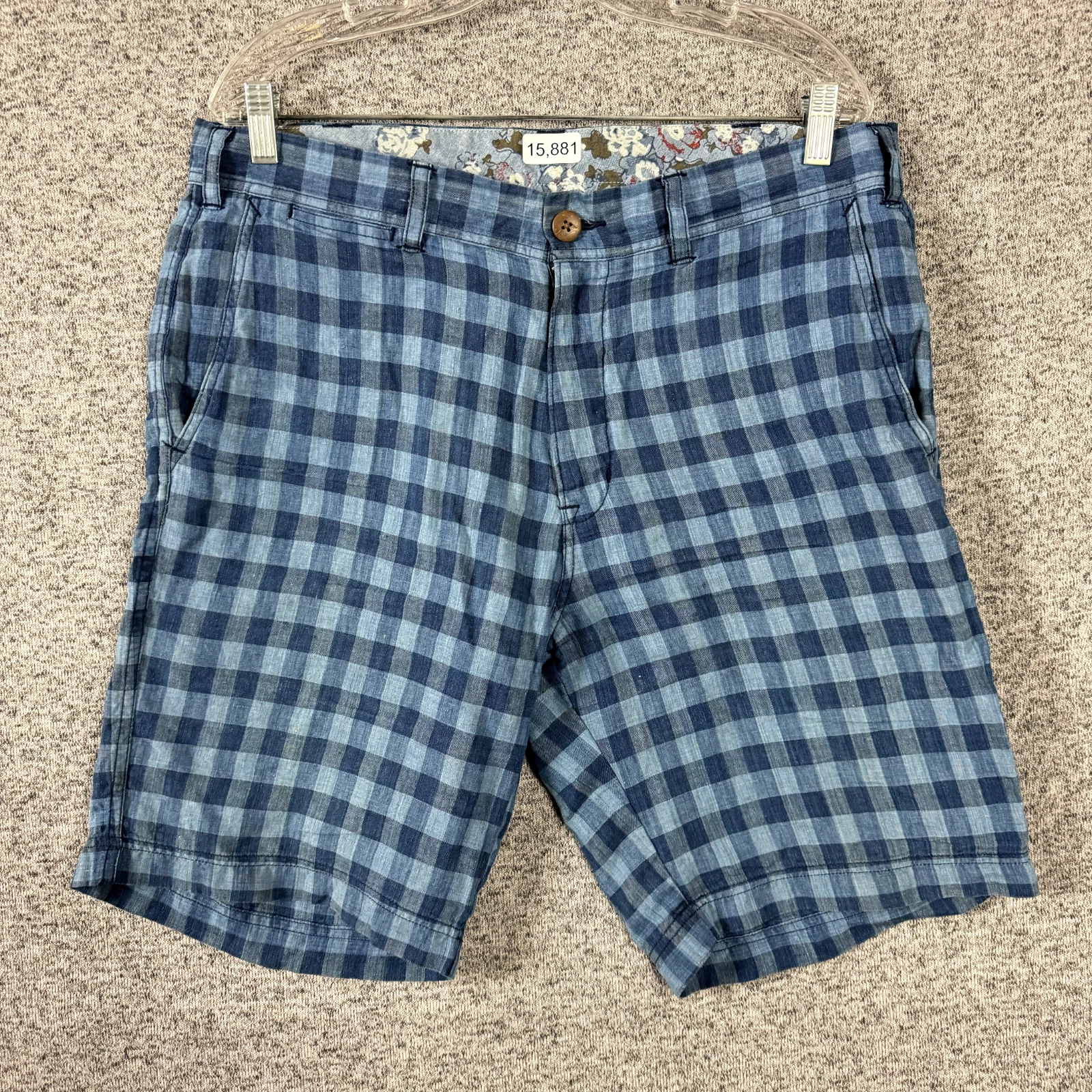 Alex Mill Men's Size 34 Blue 100% Linen Check 10" Shorts