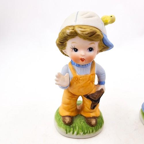 Vintage HOMCO Boy with Bird and Slingshot And Girl With Birdcage Figurines - Picture 3 of 9