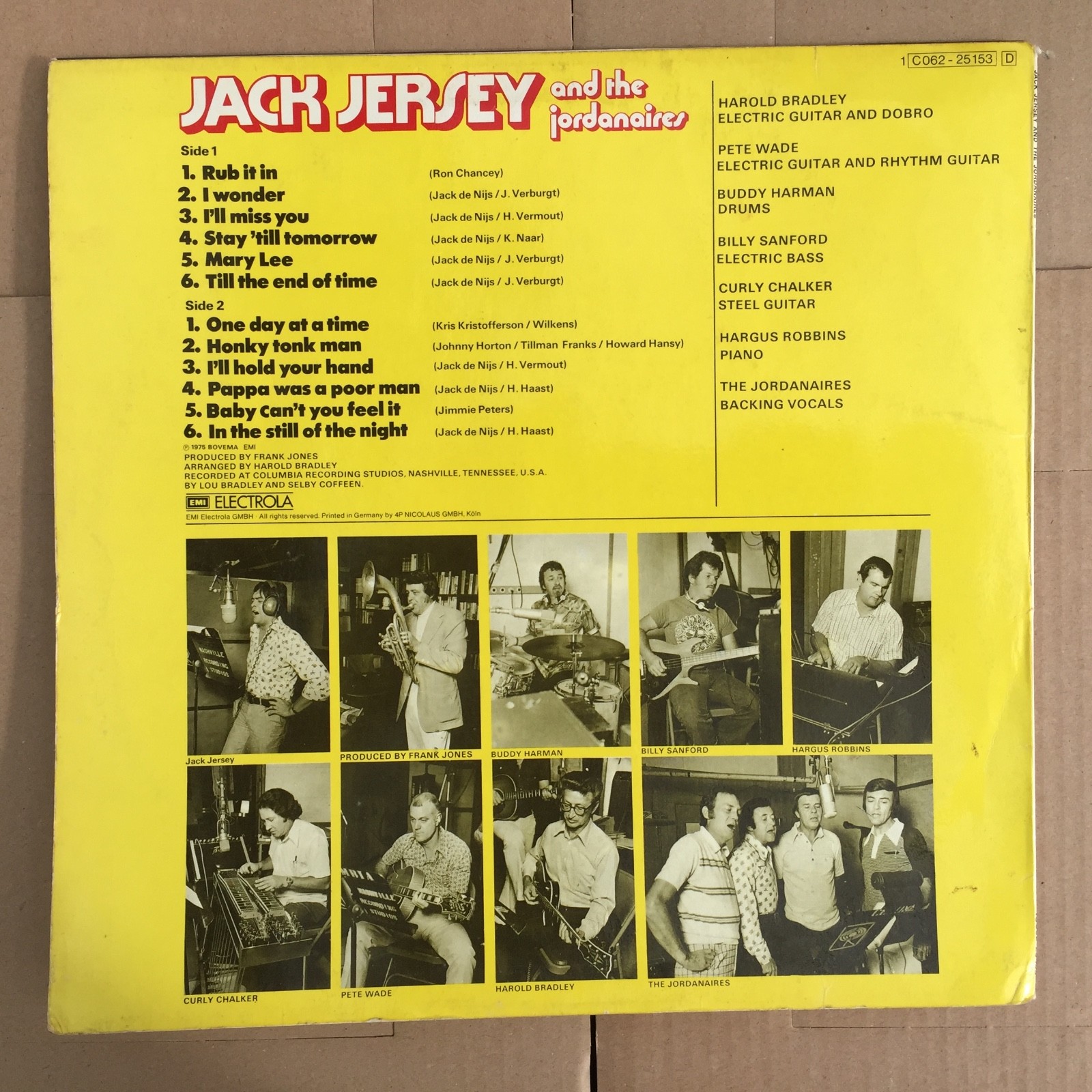 Jack Jersey And The Jordanaires ‎ I Wonder EMI ‎ 1C 06225153