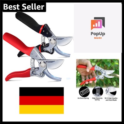 2 Pack Professional Pruning Shears, Hand Secateurs, Bypass Secateurs, SK-5 St...